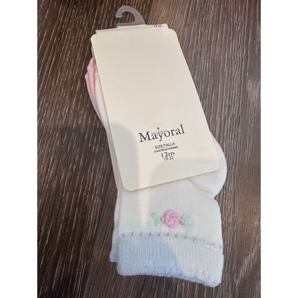 NWT mayoral baby girl socks‎ pink white flower